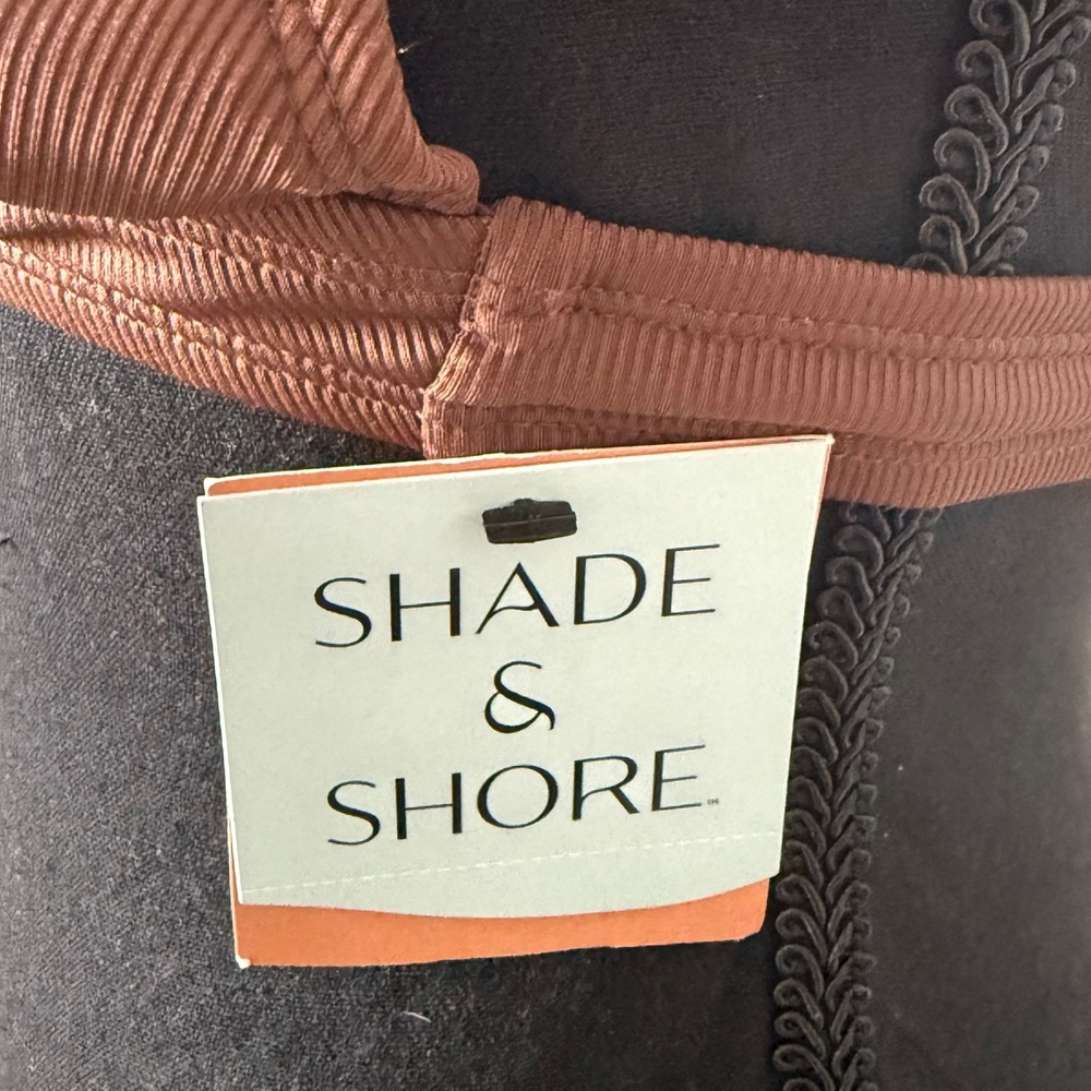 Shade & Shore Bikini Top Women Small Brown Ribbed Halter Triangle Swimwear NWT - Picture 5 of 9